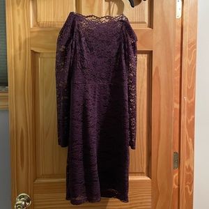 Purple long sleeved lace dress